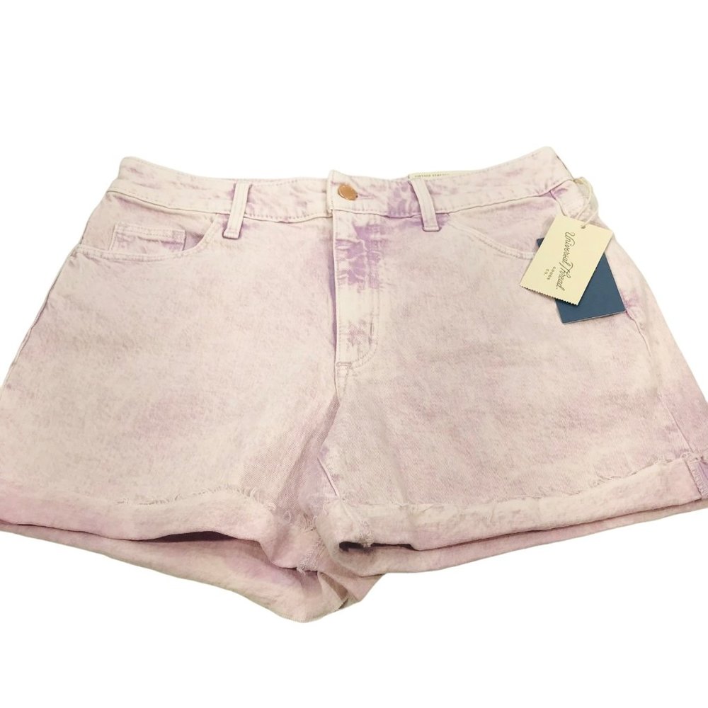 Universal Thread Women's Size 8 High Rise Midi Short Acid Wash Purple New
